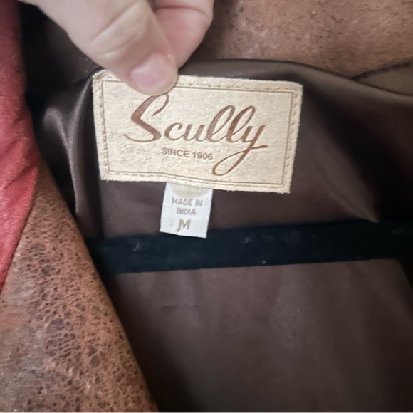 C- SCULLY RARE VTG chocolate brown Red Fringe Suede leather Jacket - Picture 12 of 14